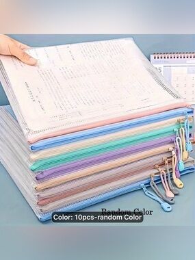 PVC Mesh Zipper Storage Bags 10 bags random colors